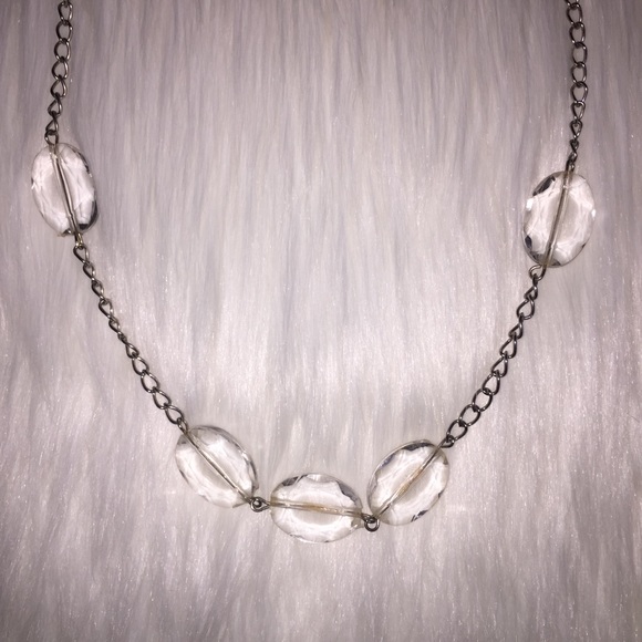 Silver necklace with clear beading - Picture 2 of 3